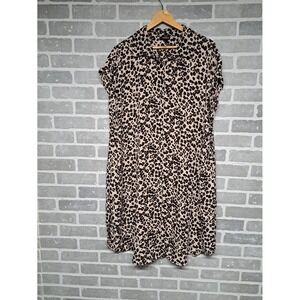 Torrid Womens‎ Georgette Dolman Button-Front Tunic Blouse Leopard Tan Size 0